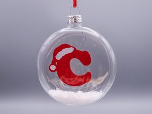 Red Initial And Santa Hat Flat Christmas Tree Bauble from Not On The High Street