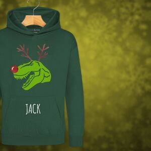 Rudolphasaurus Rex Dinosaur Personalised Kids Christmas Jumper Hoodie from Not On The High Street