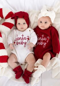 Santa Baby Christmas Embroidered Baby Knitted Romper from Not On The High Street