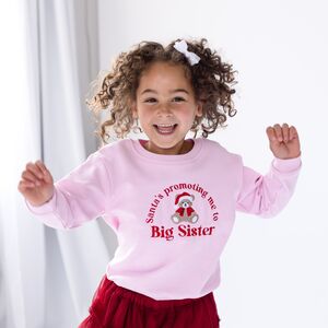 Santa's Promoting Me To Big Sister/Big Brother Embroidered Bear Sweatshirt Jumper Christmas jumper from Not On The High Street