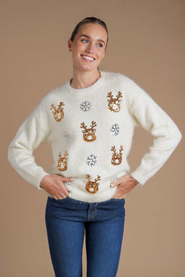 Sequin Reindeer Christmas Jumper from Boohoo