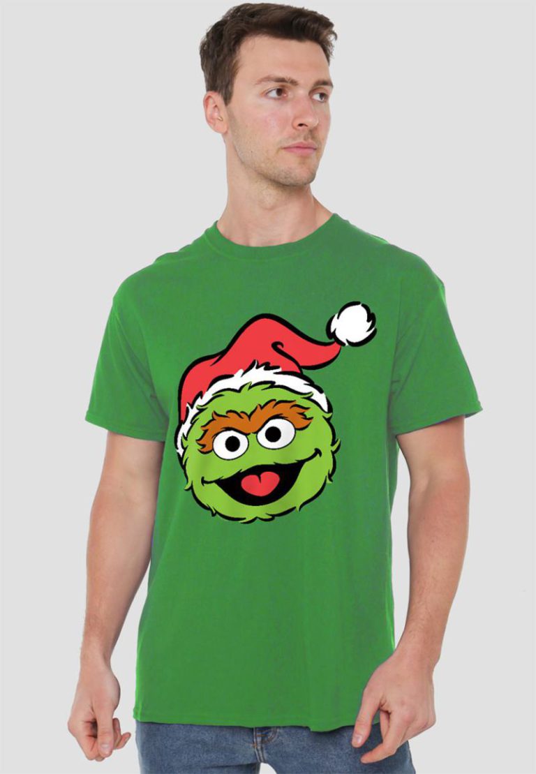 Sesame Street Christmas Santa Hat Oscar The Grouch Face T Shirt, Kelly Green from Debenhams