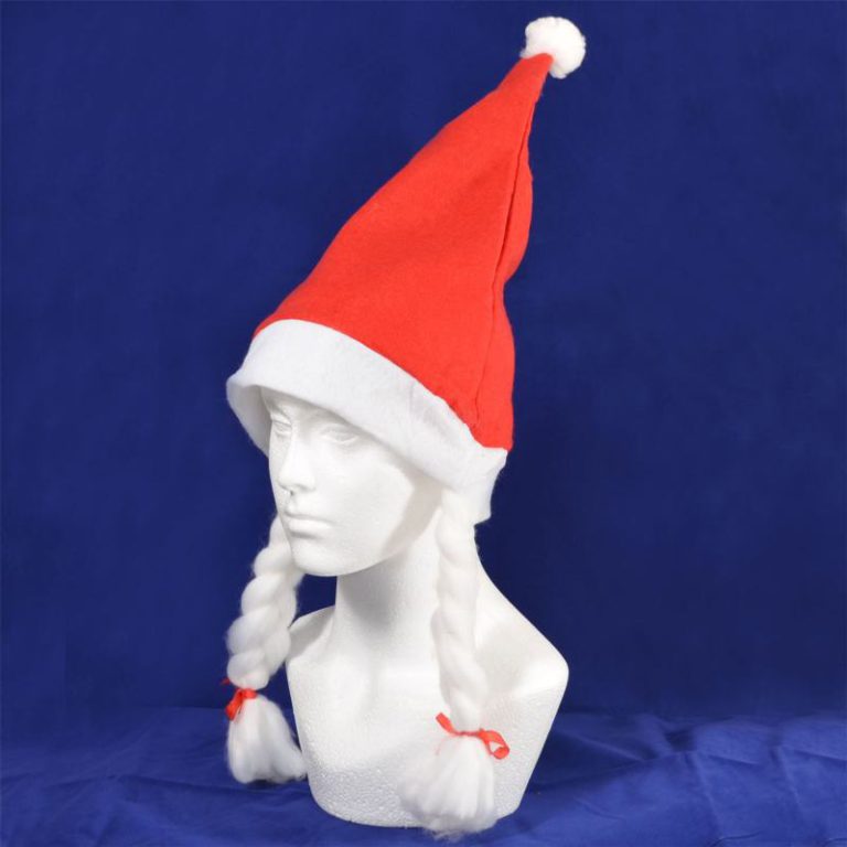 Set of 2 Santa Hat with Plaits & Ribbon Mrs Miss Santa Claus Xmas Fancy Dress Party Accessories Fun from Debenhams