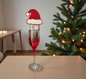 Six X Santa Hat Christmas Drinks Toppers, Champagne Toppers, Festive Cocktails from Not On The High Street