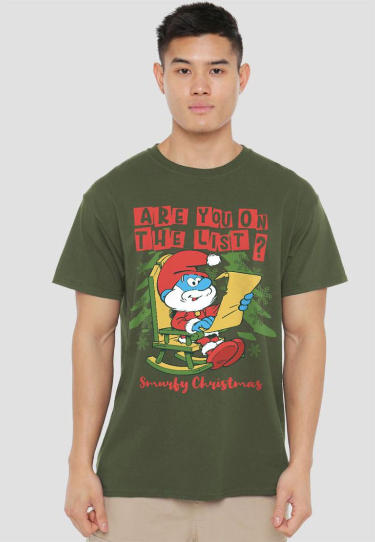 Smurfs Christmas, Papa Smurf Are You On The List T Shirt, Military Green from Debenhams