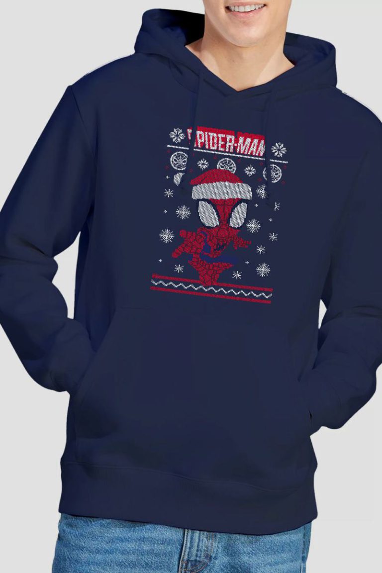 Spider Man Snowflake Christmas Jumper Hoodie Navy from Debenhams