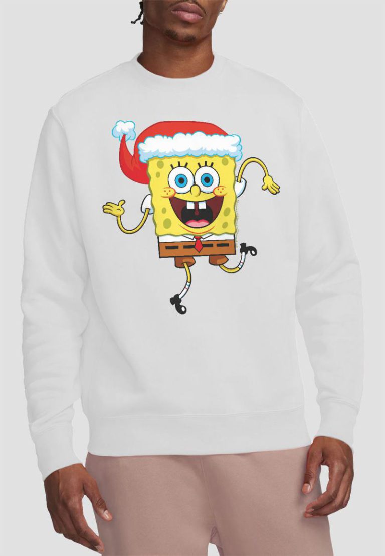 Spongebob Squarepants Christmas Santa Hat Crew Sweatshirt, White from Debenhams