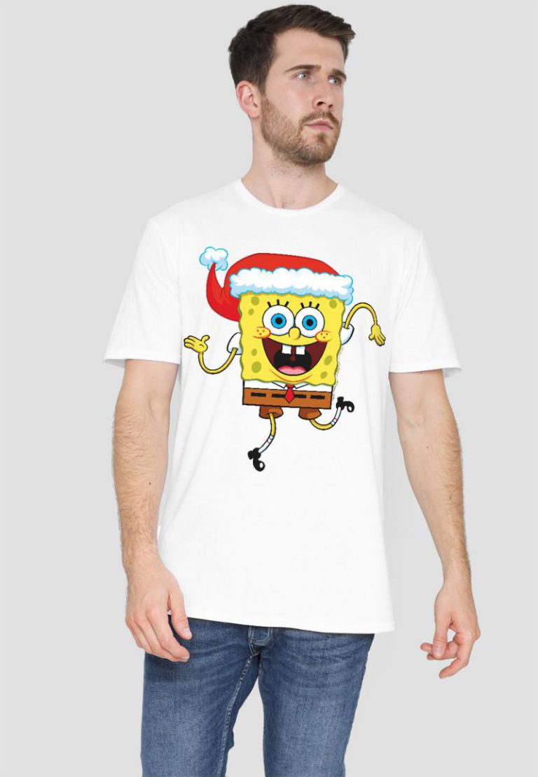 Spongebob Squarepants Christmas Santa Hat T-Shirt, White from Debenhams