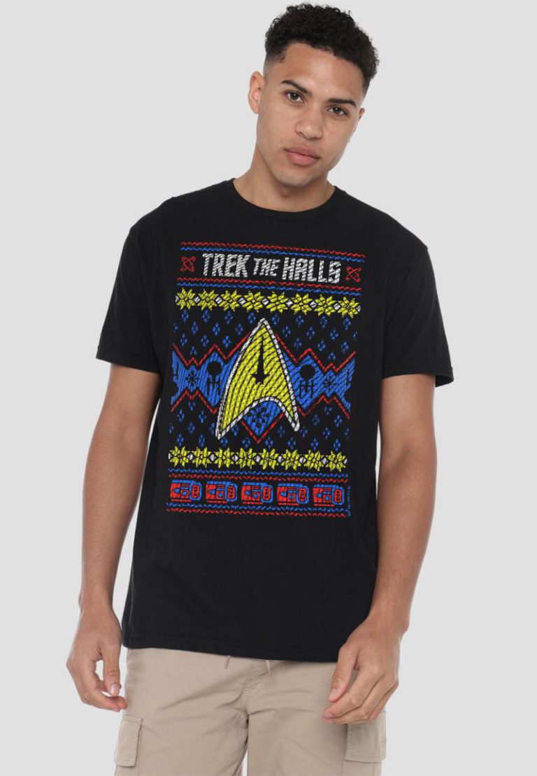 Star Trek Trek The Halls Ugly Christmas Unisex T Shirt, Black from Debenhams