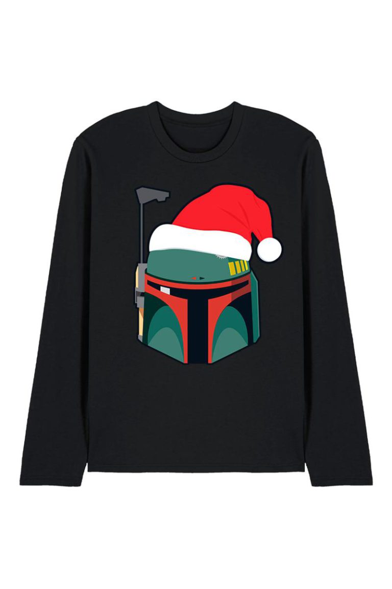 Star Wars Boba Fett Christmas Santa Hat Long Sleeve T-Shirt, Black from Debenhams