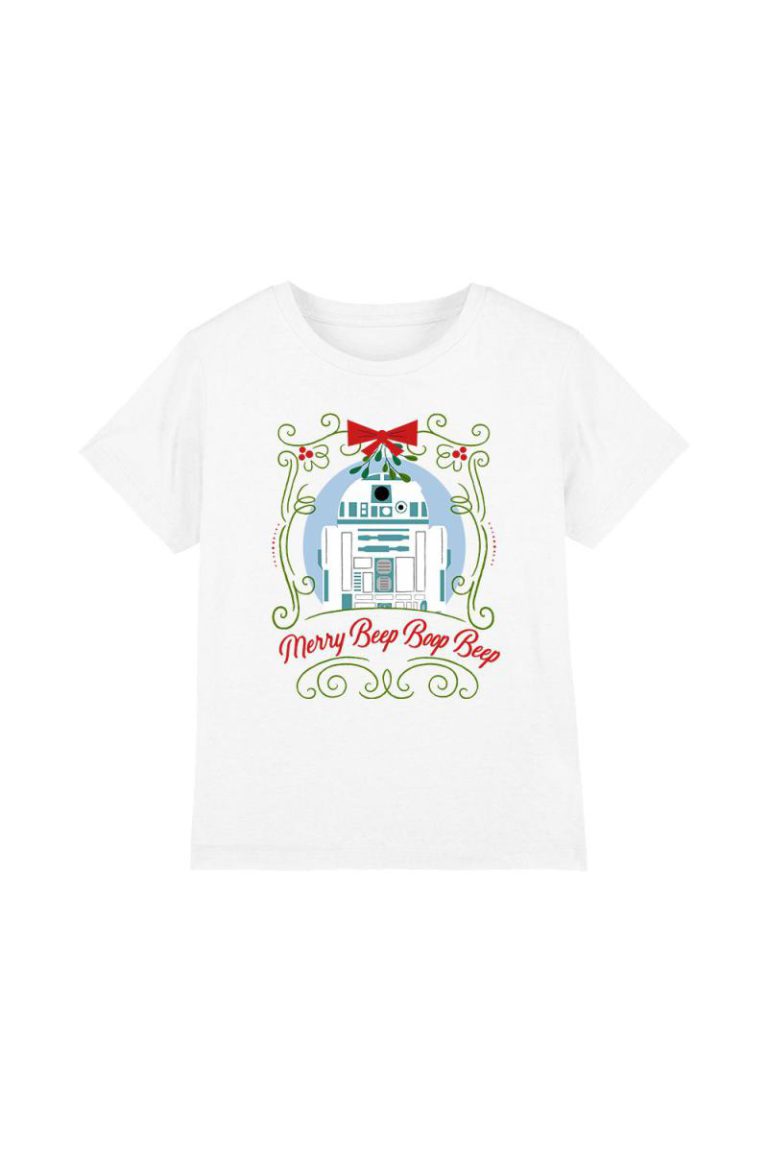 Star Wars Christmas R2D2 Merry Beep Boop Beep Kids T-Shirt White from Debenhams
