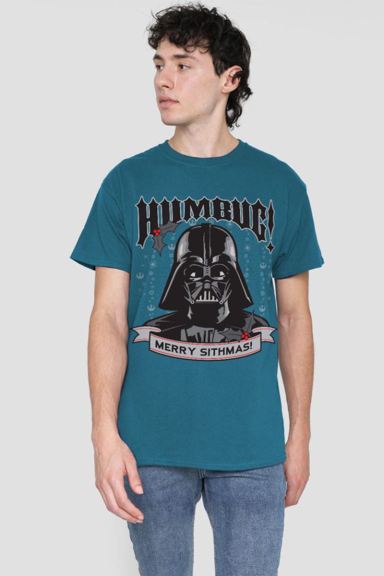 Star Wars Darth Vader Humbug Christmas, Merry Sithmas! Mens T-Shirt Mid Grey from Debenhams