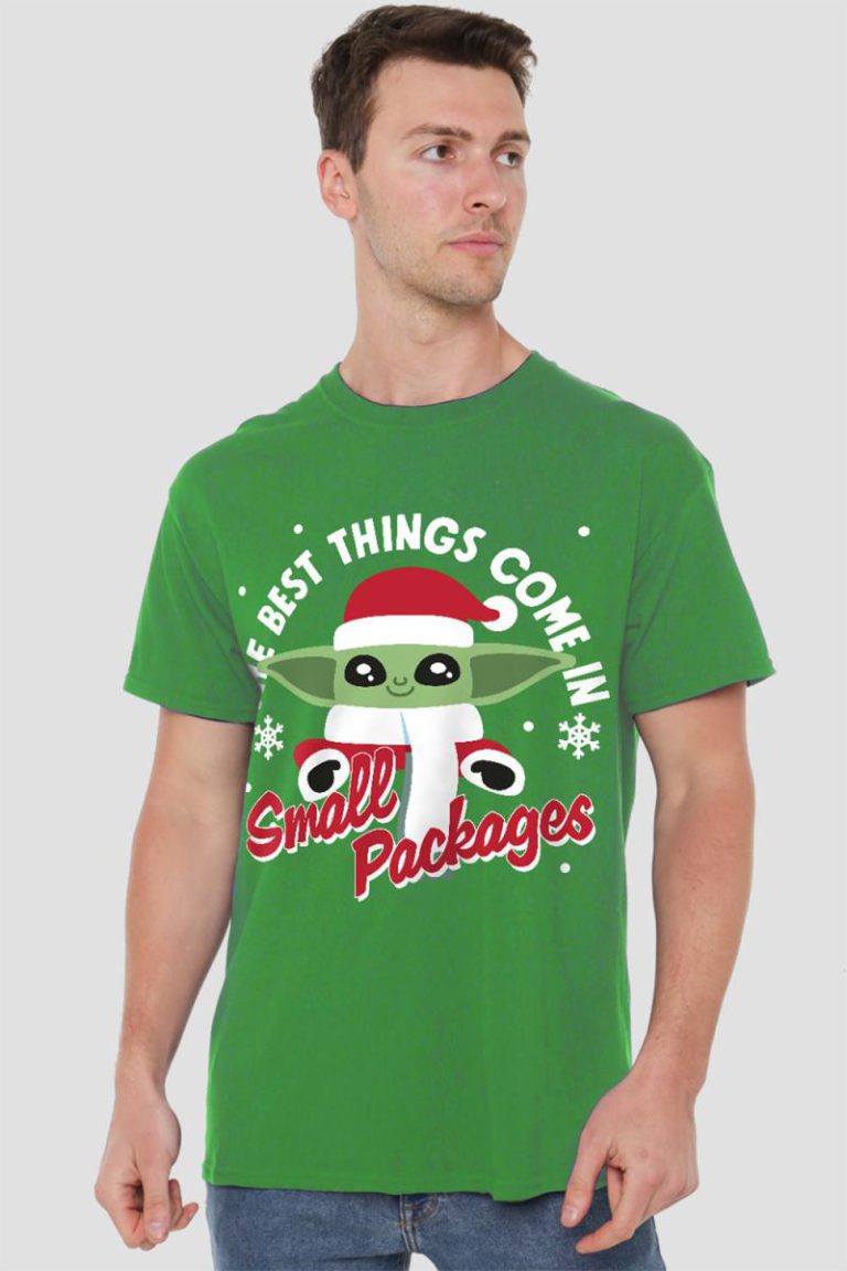 Star Wars The Mandalorian Grogu Christmas Snowflakes Mens T-Shirt Green from Debenhams