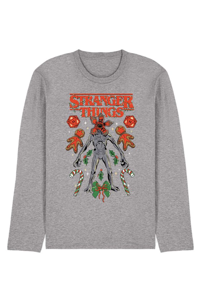 Stranger Things Xmas Demogorgon Dice Canes Cookies Long T Athl Heather from Debenhams