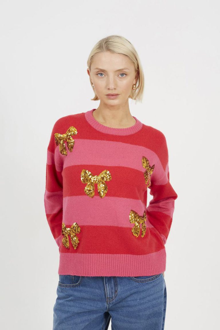 Stripe Sequin Detail Christmas Jumper from Debenhams