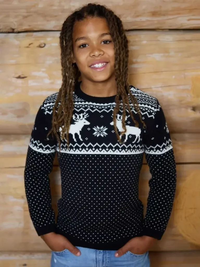 The Little Tailor Baby's & Kid's Christmas Fairisle Jumper, Black from John Lewis