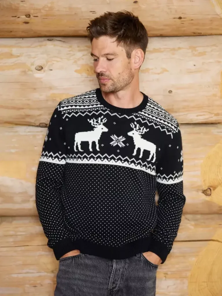 The Little Tailor Mens Christmas Fairisle Jumper, Black from John Lewis