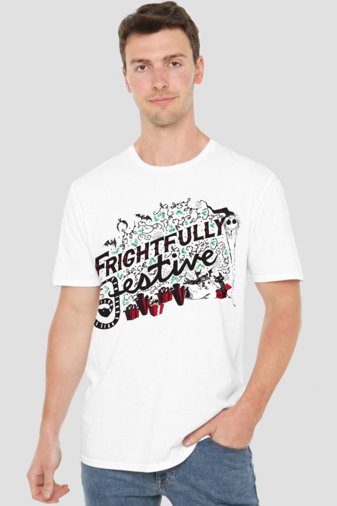 The Nightmare Before Christmas Frightfully Festive Holiday Mens T-Shirt White from Debenhams
