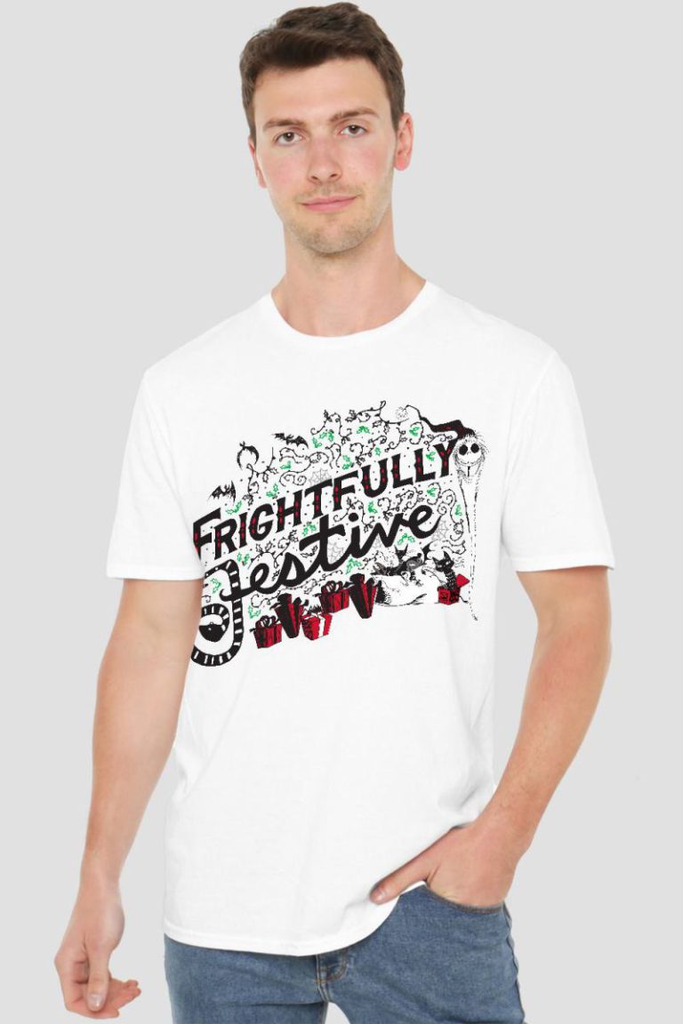 The Nightmare Before Christmas Frightfully Festive Holiday Mens T-Shirt White from Debenhams