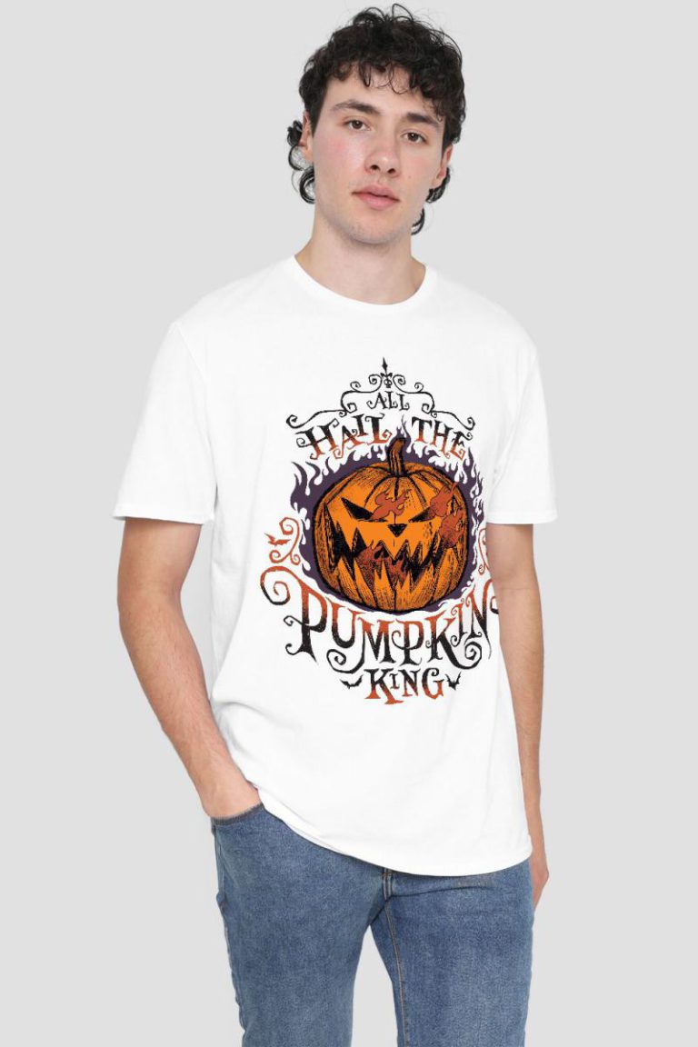 The Nightmare Before Christmas Hail The Pumpkin King Mens T-Shirt White from Debenhams