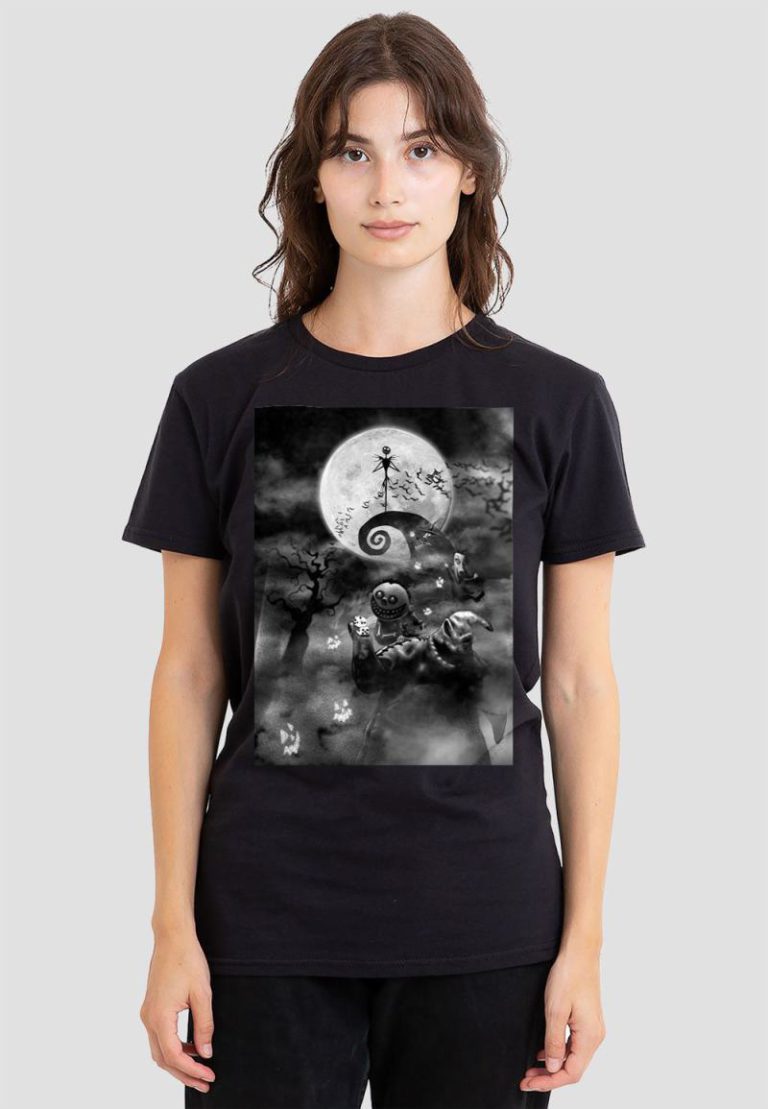 The Nightmare Before Christmas Jack and Oogie Boogie T-Shirt, Black from Debenhams