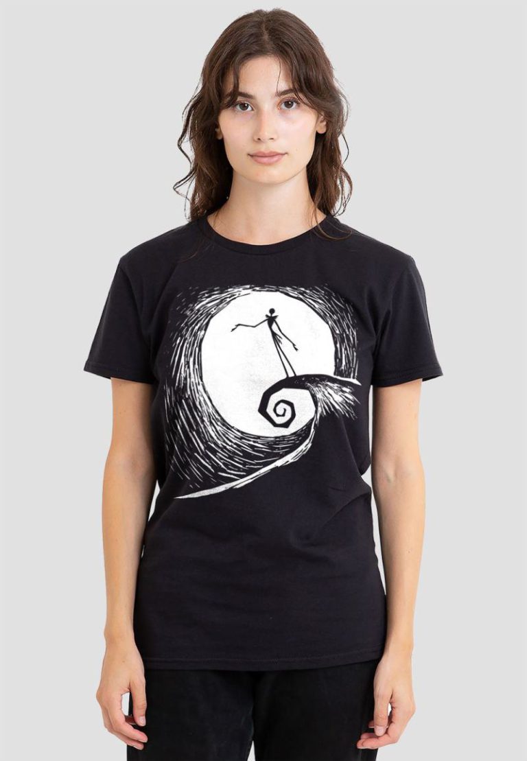 The Nightmare Before Christmas Jack Moon Silhouette T-Shirt, Black from Debenhams