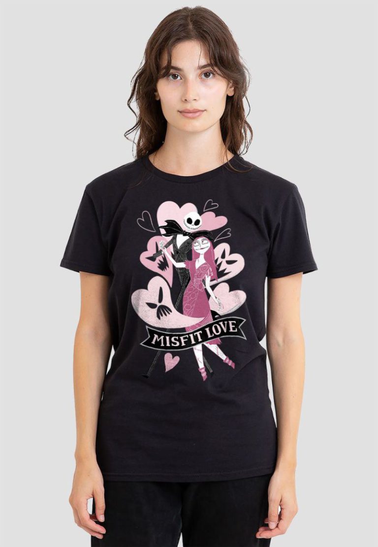 The Nightmare Before Christmas Valentine's Day Misfit Love T-Shirt, Black from Debenhams