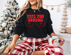 Tits The Season Christmas Jumper In Black from Not On The High Street