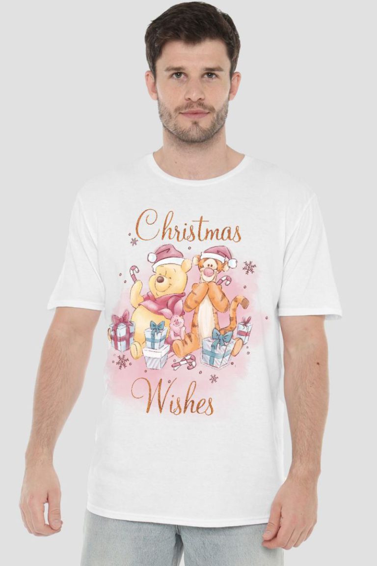 Winnie The Pooh Christmas Wishes With Pooh, Tigger, Piglet Mens T-Shirt White from Debenhams