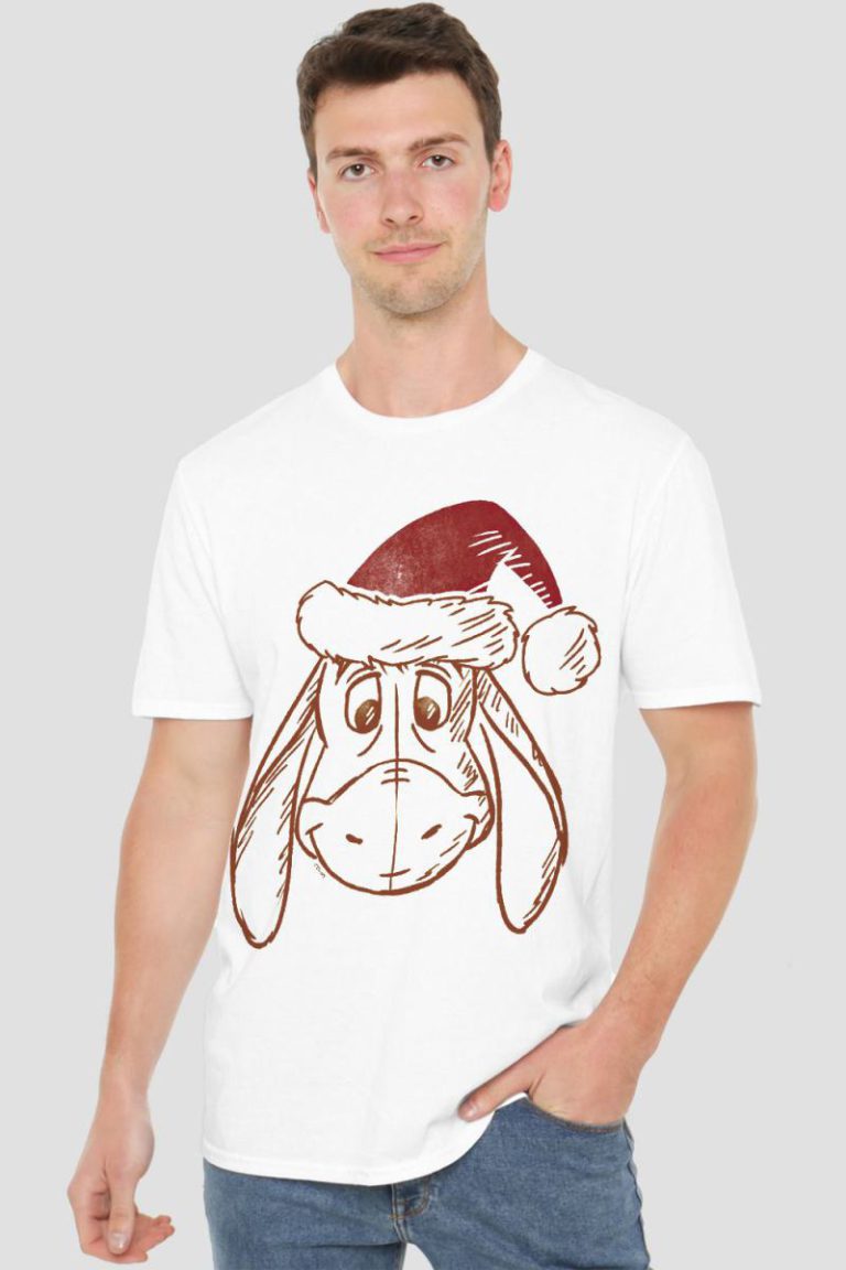 Winnie The Pooh Eeyore Christmas Hat Mens T-Shirt White from Debenhams