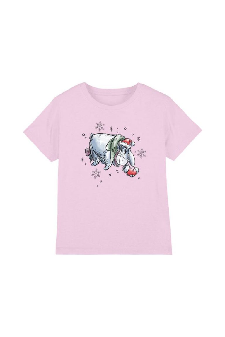 Winnie The Pooh Eeyore Christmas Snowflakes Kids T-Shirt Pink from Debenhams