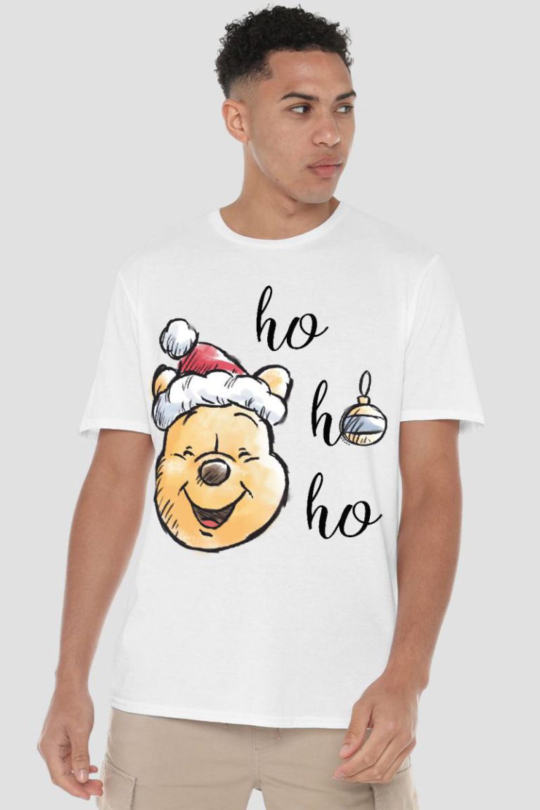 Winnie The Pooh Ho Ho Ho, Merry Christmas Mens T-Shirt White from Debenhams