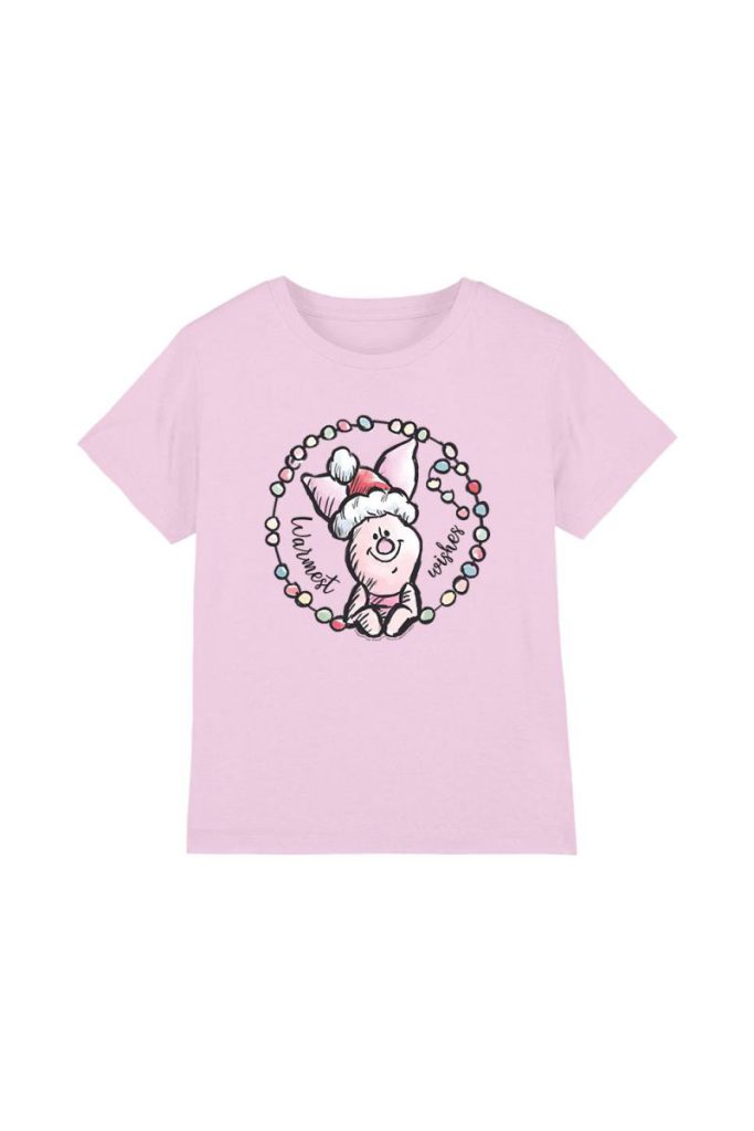 Winnie The Pooh Warmest Christmas Wishes From Piglet Kids T-Shirt Pink from Debenhams