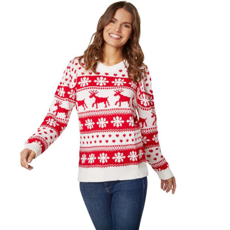 Winter Magic Ladies' Christmas Jumper White in Red from Debenhams