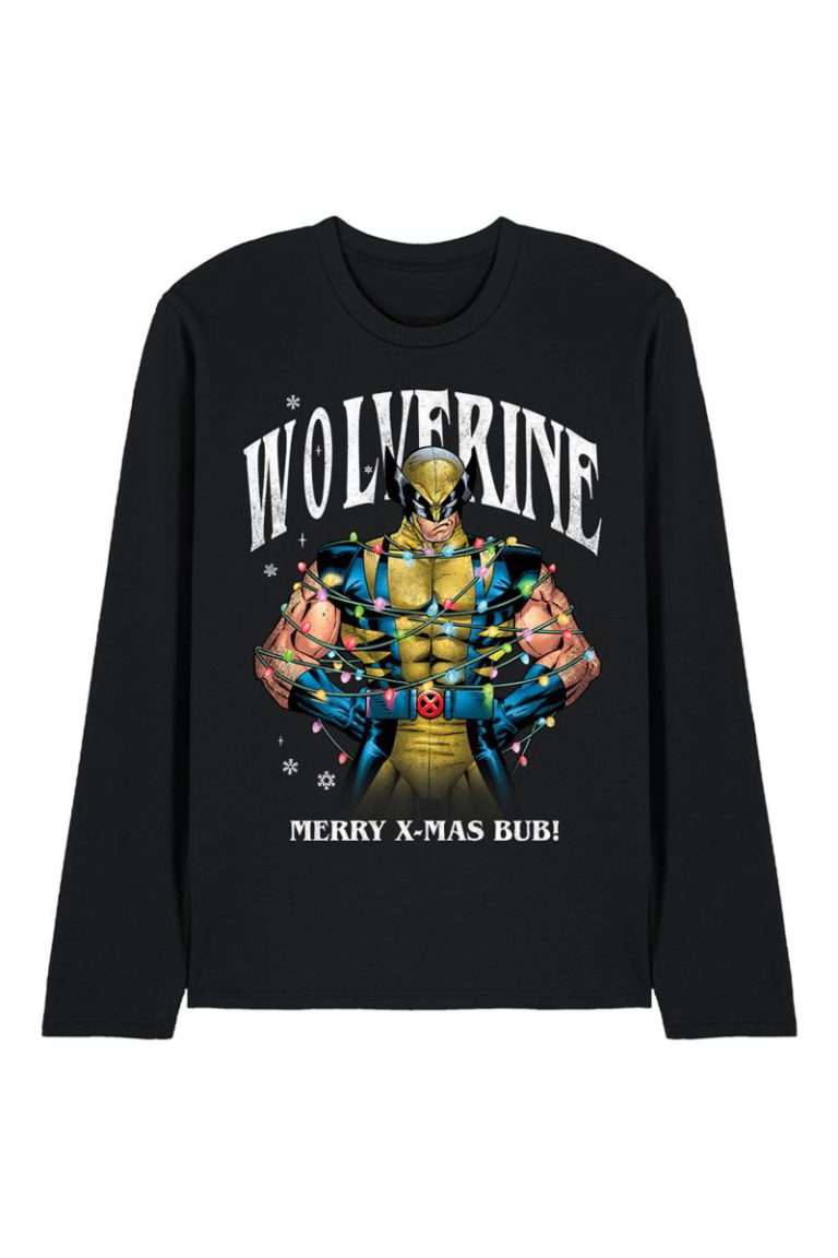 Wolverine Merry Xmas Bub! Long Sleeve T-Shirt, Black from Debenhams