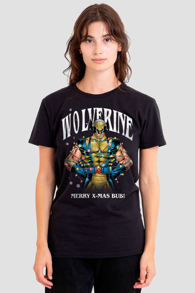 Wolverine Merry Xmas Bub! Womens T-Shirt, Black from Debenhams