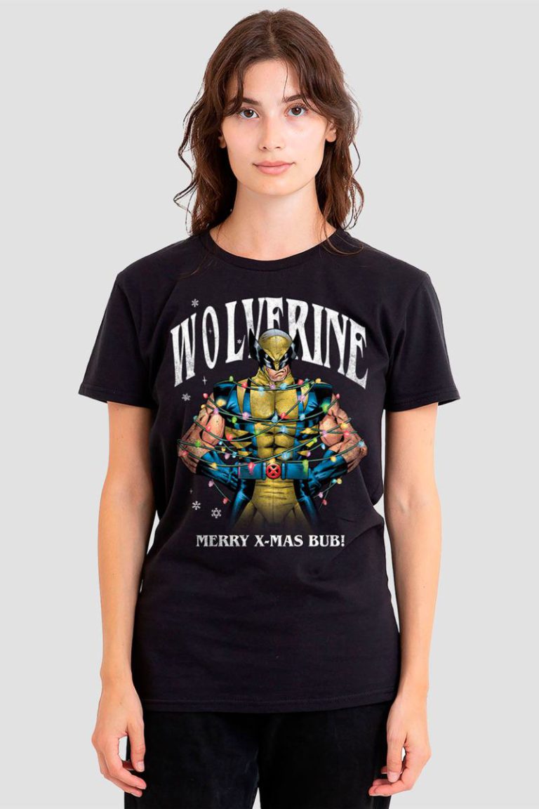 Wolverine Merry Xmas Bub! Womens T-Shirt, Black from Debenhams