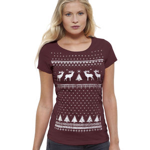 Womens Festive Christmas Reindeer Organic Tshirt from Not On The High Street