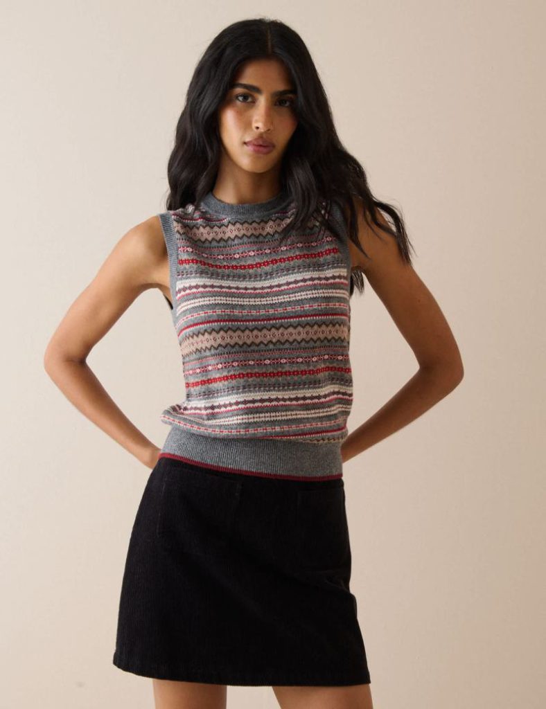 Wool Blend Ditsy Fair Isle Crew Neck Knitted Vest Christmas jumper from Marks & Spencer